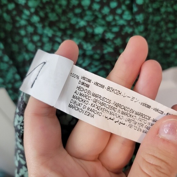 Zara Black & Green Ditzy Floral Print Long Sleeve Mini Dress Size Small - Picture 7 of 7